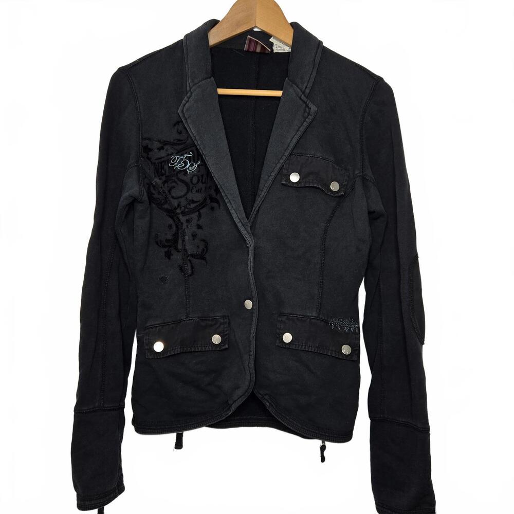 Triple 5 Soul Jacket Womens Large Black Cotton Blazer Casual